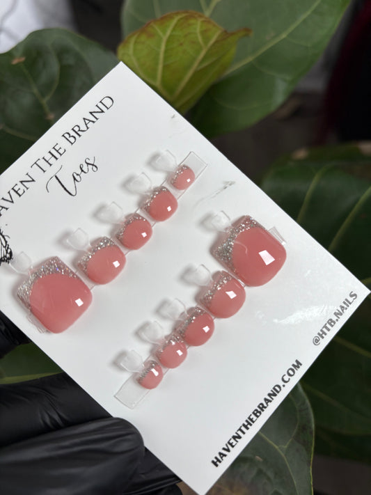 Silver Reflective Glitter French Toes (RTS)