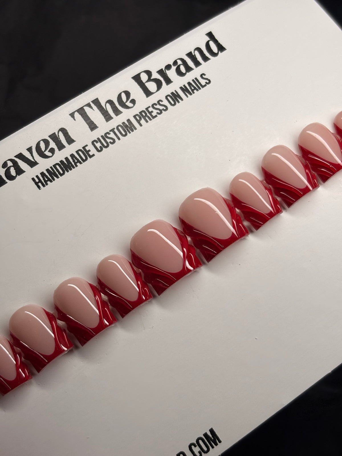 Red French Tip W/ 3D Lines (custom)