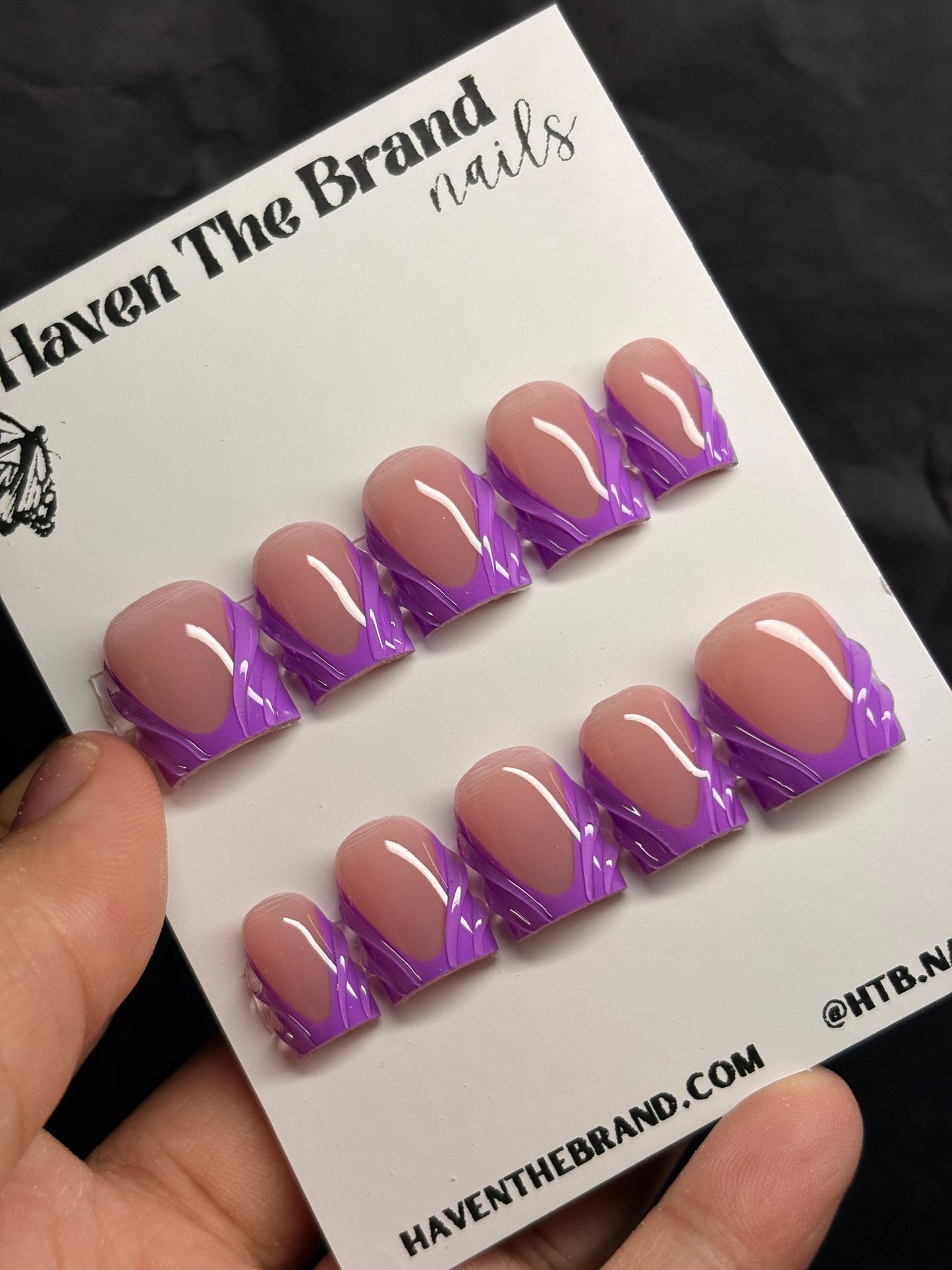 Lilac French Tip w/ 3D Lines (custom)