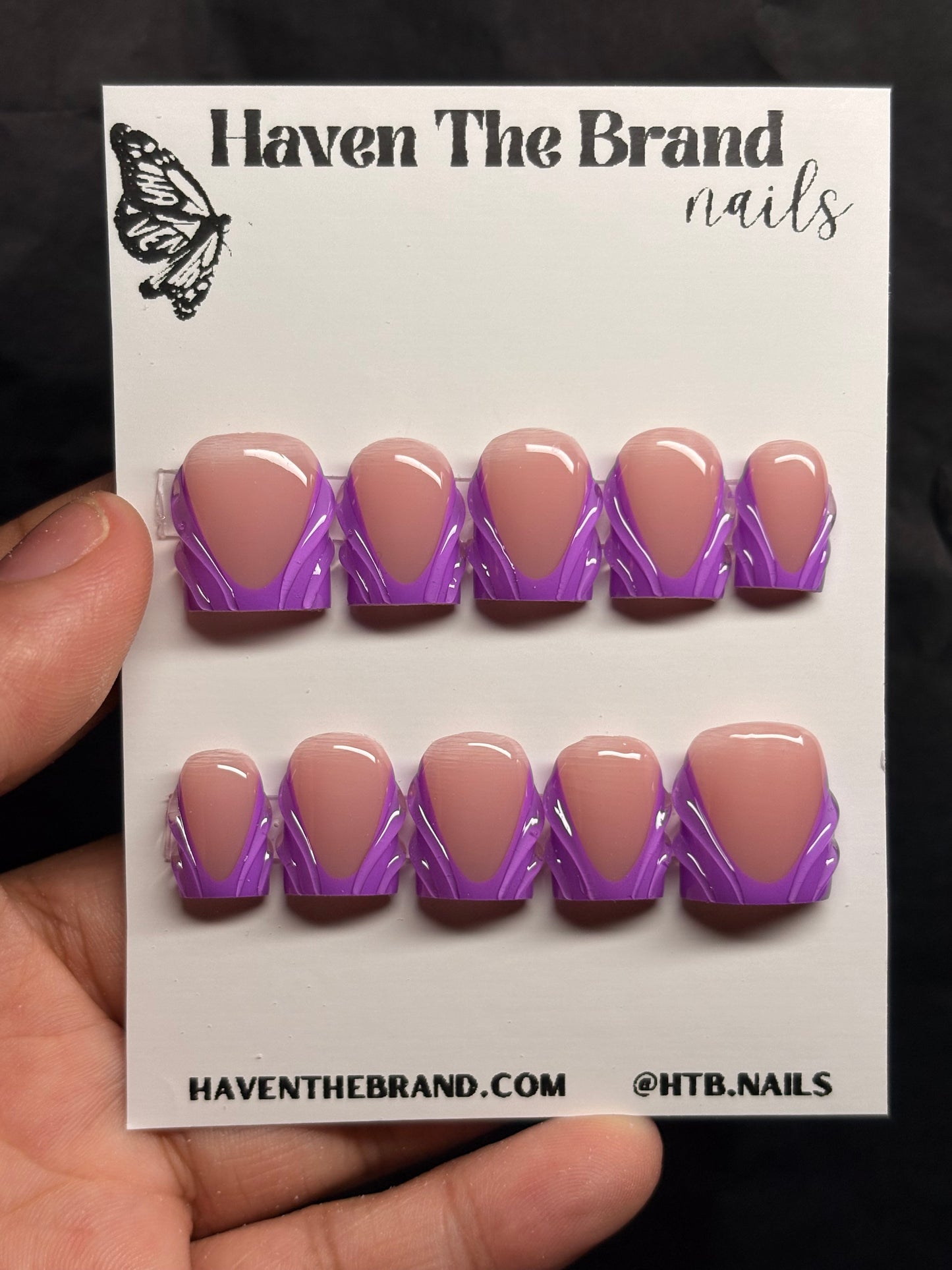 Lilac French Tip w/ 3D Lines (custom)