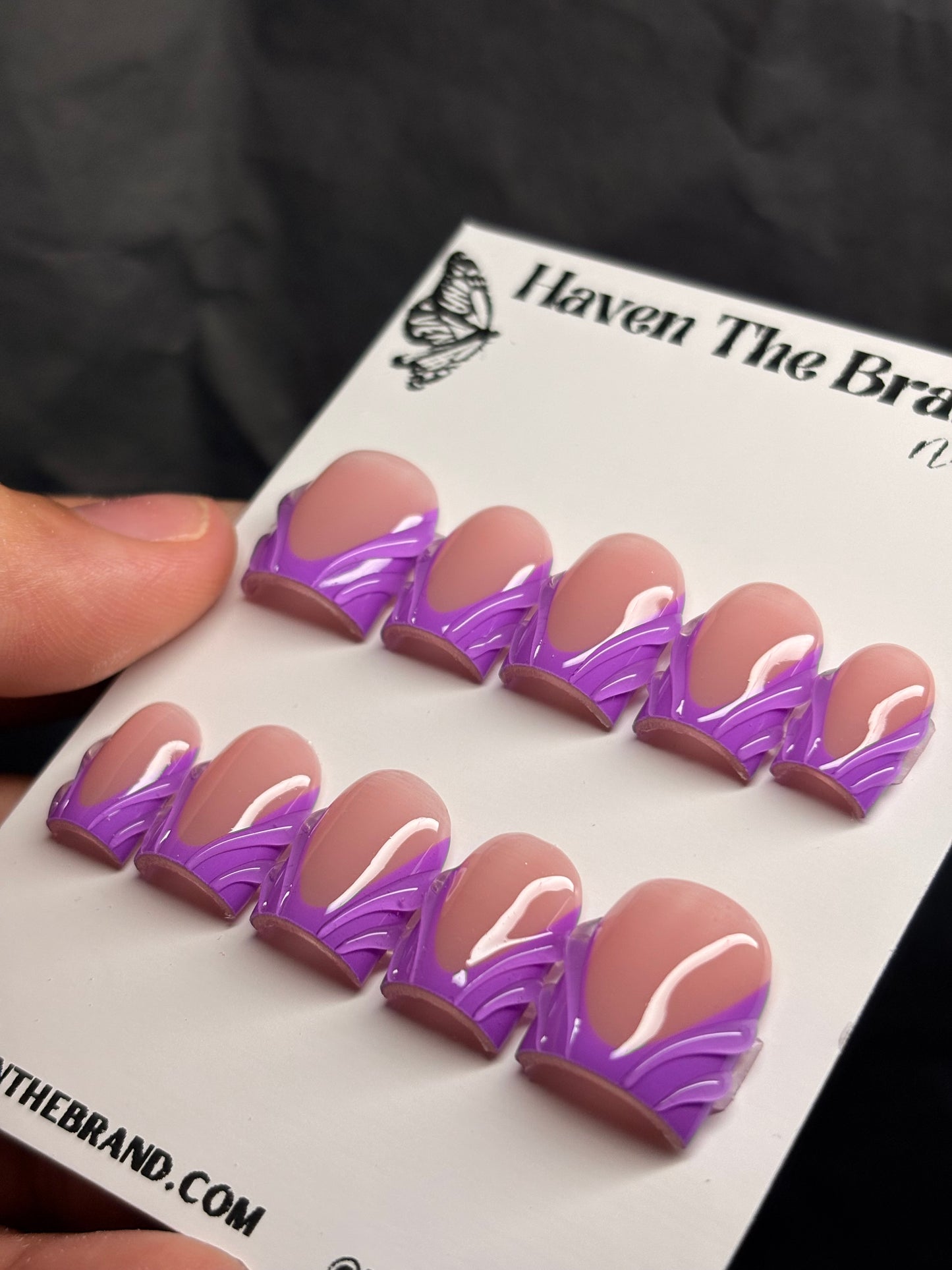 Lilac French Tip w/ 3D Lines (custom)