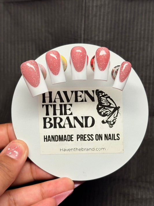 White French Tips w/ Glitter Base (custom)