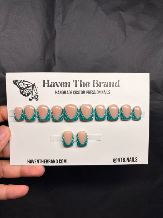 Turquoise French Tips (RTS) - Size Medium